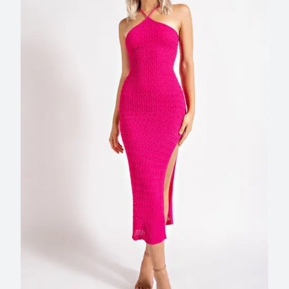 Edit by Nine Pink Knit Halter Dress